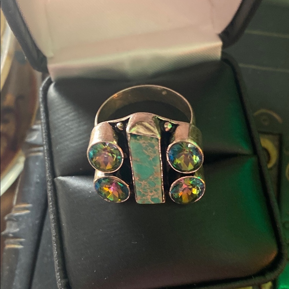 SEA JASPER TOPAZ RING  GEM STONE SIZE 8 BOX